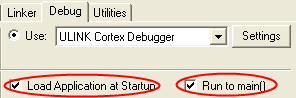 Options for Target - Debug - Use ULINK Selection