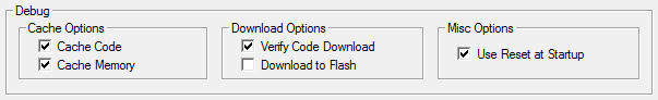 Target Driver Setup - Debug Options