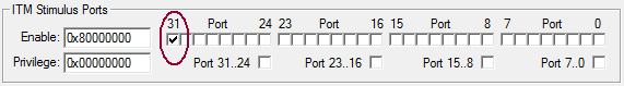 ITM Stimulus - Port 0, Bit 31